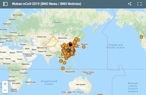 Создана интерактивная карта распространения «китайского вируса» по миру