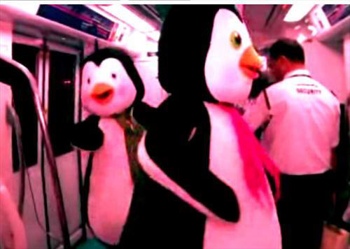 В метро Дубая проехались … пингвины