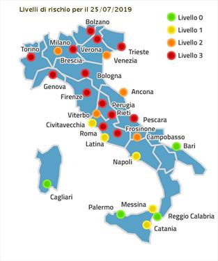 Италия – карта жары